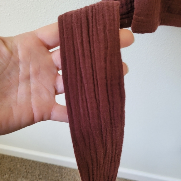 By Anthropologie Cotton Smocked Tie Back Tank Cocoa/Maroon NWT Sz XL - Picture 5 of 11